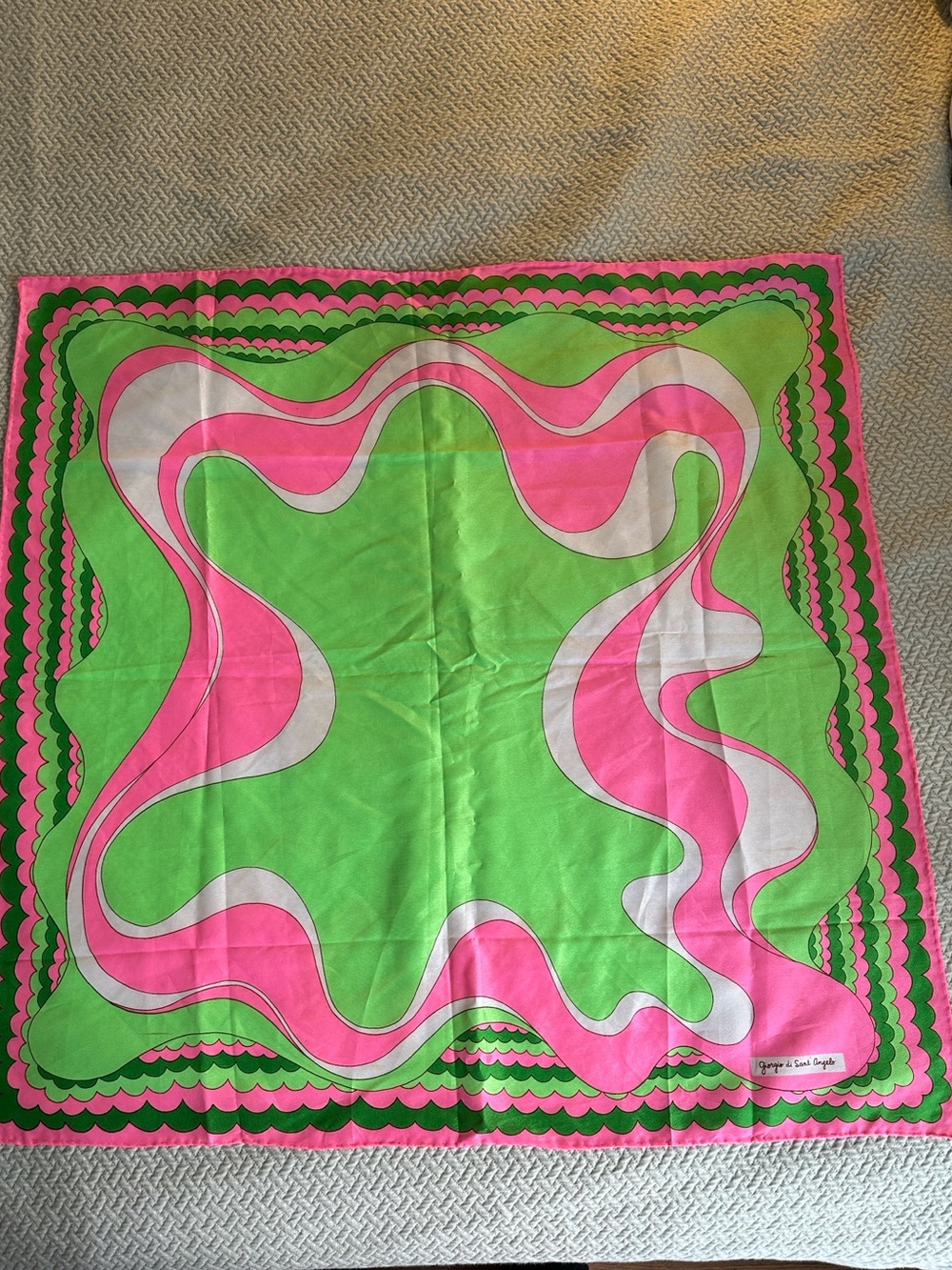Green and Pink Women's Fashion Scarf - Vibrant Swirl Print
